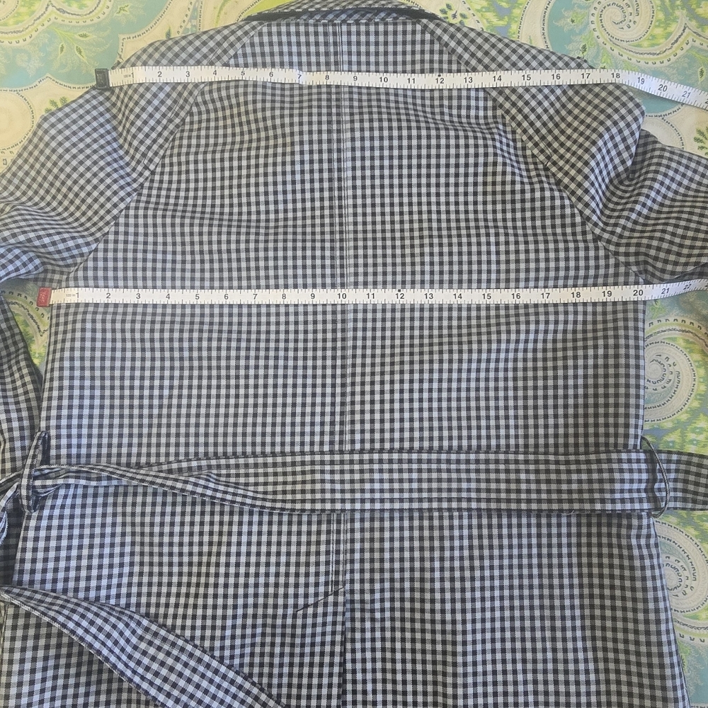 Coach Gingham Checked Short Trench Coat Medium Raincoat Gingham Plaid - Picture 13 of 14